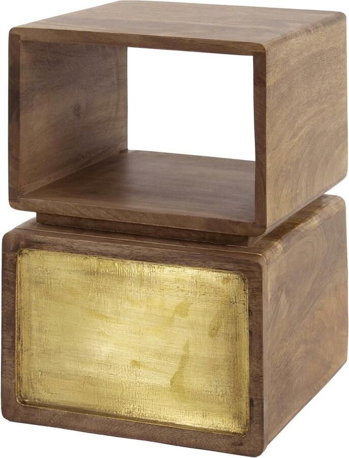 Giga Meubel Zwevend XS 1-Lade Mangohout & Messing 30x30x42 cm Nachtkastje Brass