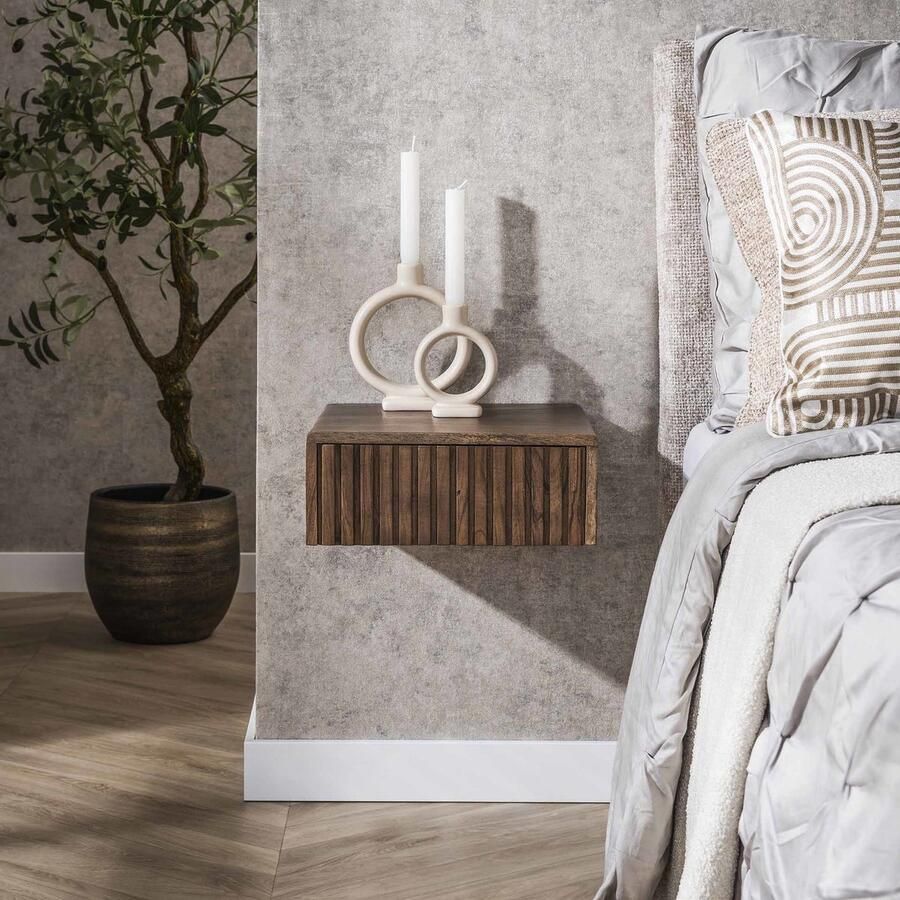 Giga Meubel Nachtkastje Carve Bruin Acaciahout 35x35x14cm