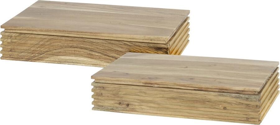 Giga Meubel Nachtkastje Naturel Acaciahout Set van 2 40x25x8cm