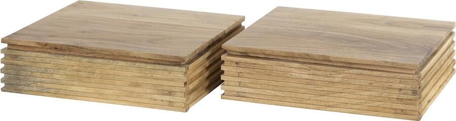 Giga Meubel Nachtkastje Naturel Acaciahout Set van 2 30x25x8cm