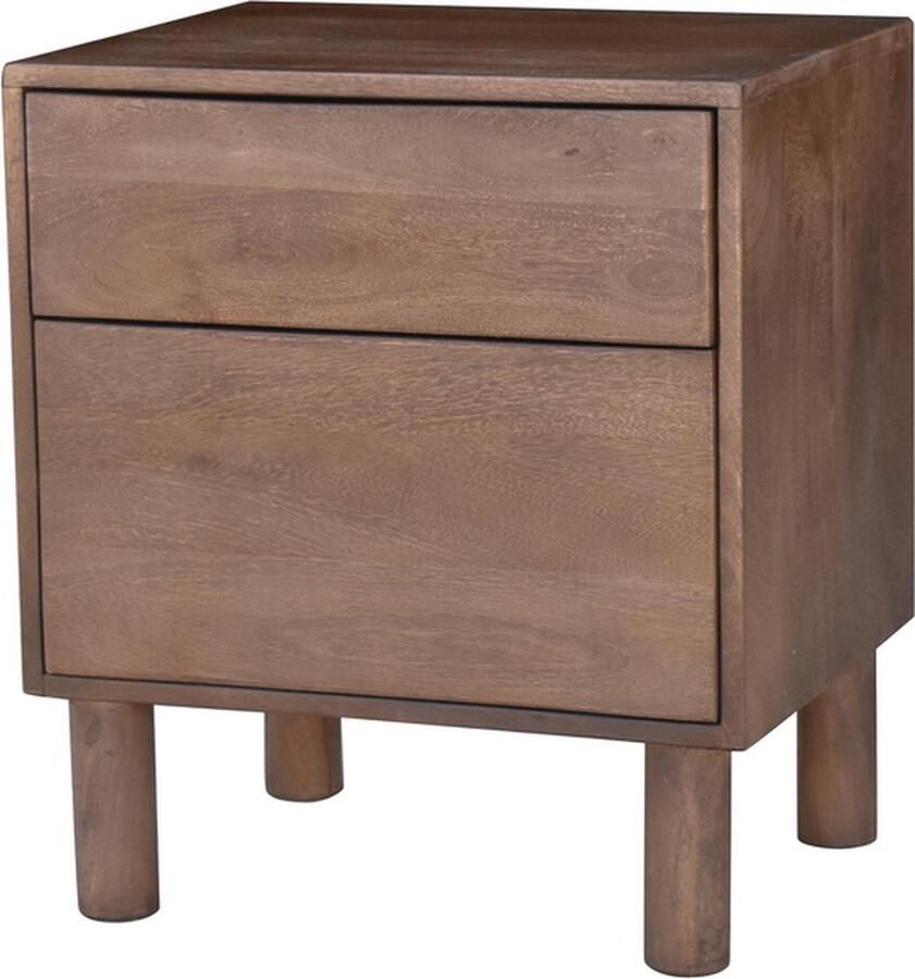 Giga Meubel Nachtkastje Liana Bruin Mangohout 2 Lades 50x38x57cm - Foto 2