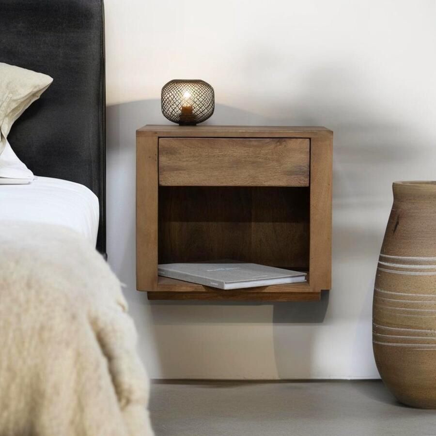 Giga Meubel Nachtkastje Macie Naturel Mangohout 45x38x40cm - Foto 2