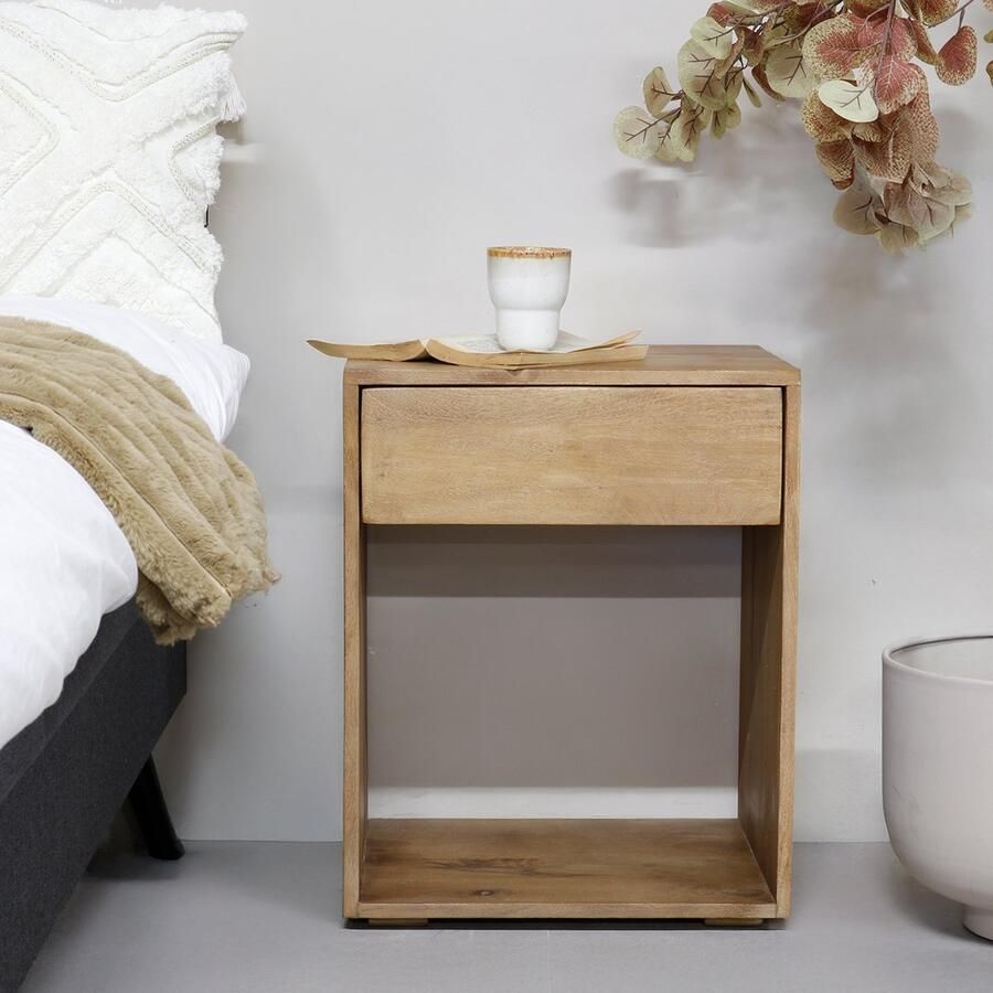 Giga Meubel Nachtkastje Mees Naturel Mangohout 45x38x57cm - Foto 2
