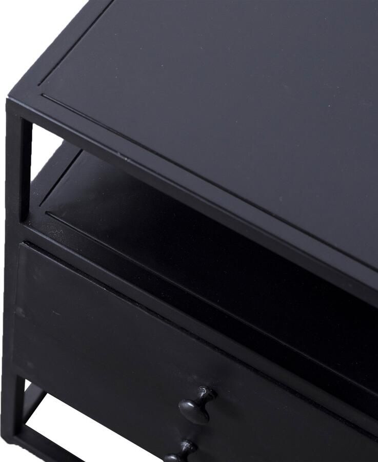 Giga Meubel Nachtkastje Zwart Metaal 2-Laden 40x40x60cm Joëll - Foto 3