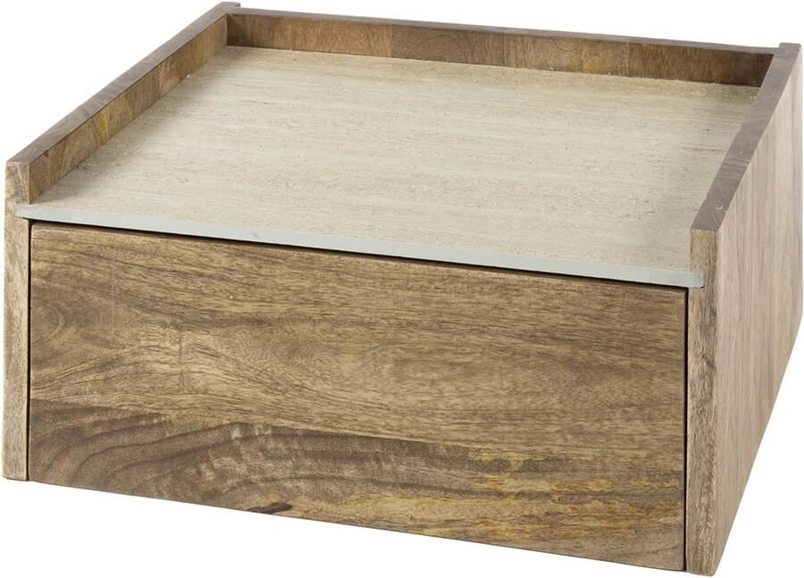Giga Meubel Nachtkastje Zwevend Travertin|Hout 40x35x19cm Nuovo