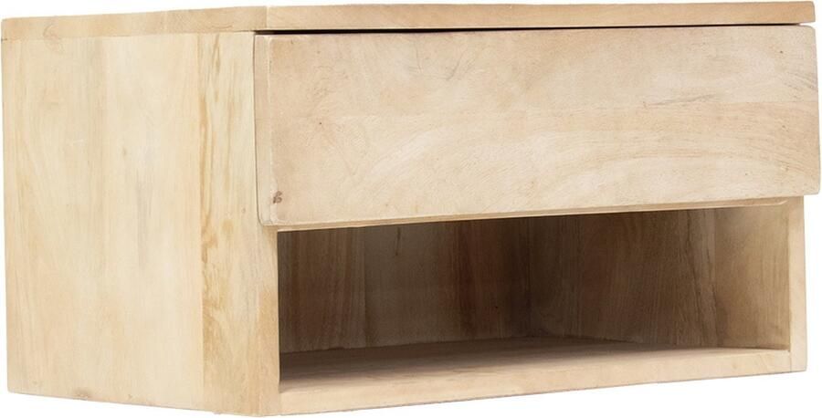 Giga Meubel Nachtkastje Zwevend Tessa Naturel Mangohout 45x30x25cm