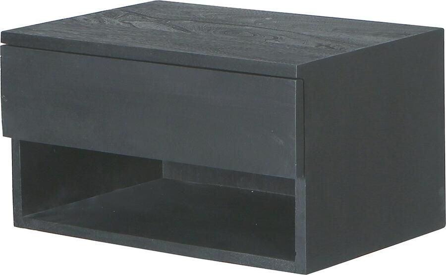 Giga Meubel Nachtkastje Zwevend Tessa Zwart Mangohout 45x30x25cm - Foto 2