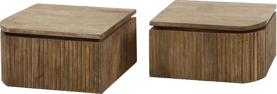 Giga Meubel Nachtkastje Modern Mangohout Zandkleur Set Van 2 Wave - Foto 2