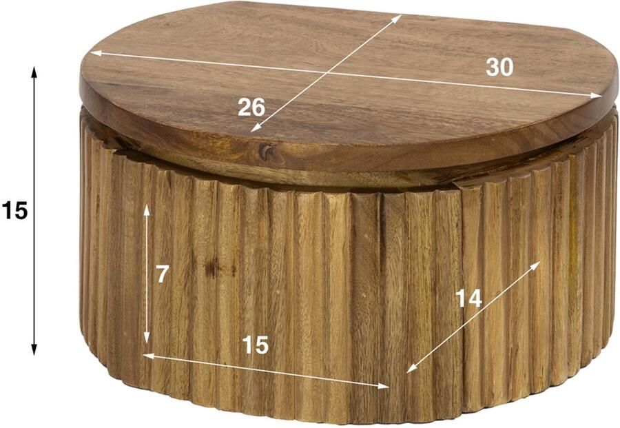 Giga Meubel Nachtkastje Wave Zand Mangohout 30x26x15cm