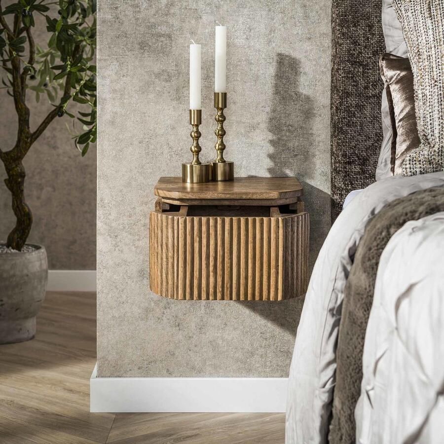 Giga Meubel Nachtkastje Wave Zand Mangohout 32x30x19cm - Foto 2