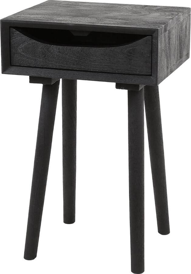 Giga Meubel Nachtkastje Zwart Acaciahout 1-Lade 35x30x55cm
