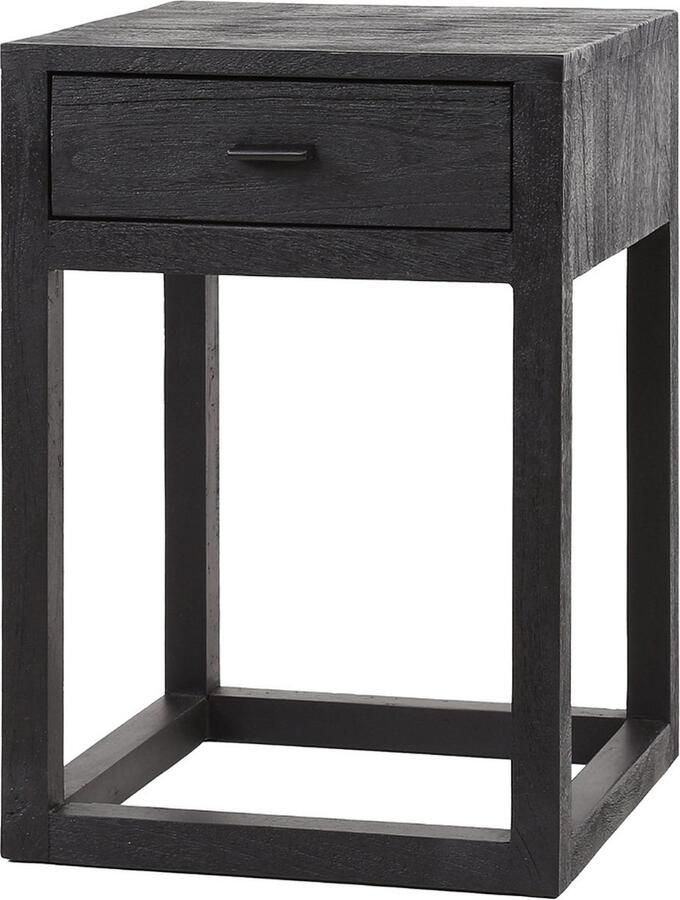 Giga Meubel Nachtkastje Zwart Acaciahout 1-Lade 35x35x50cm