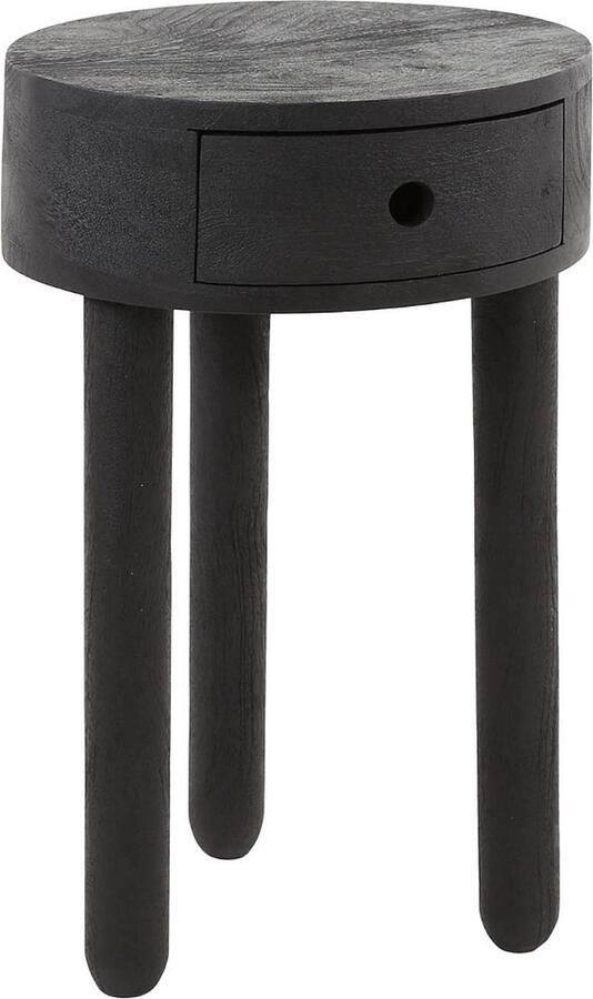 Giga Meubel Nachtkastje Zwart Acaciahout 3-Poot 35x35x55cm - Foto 2
