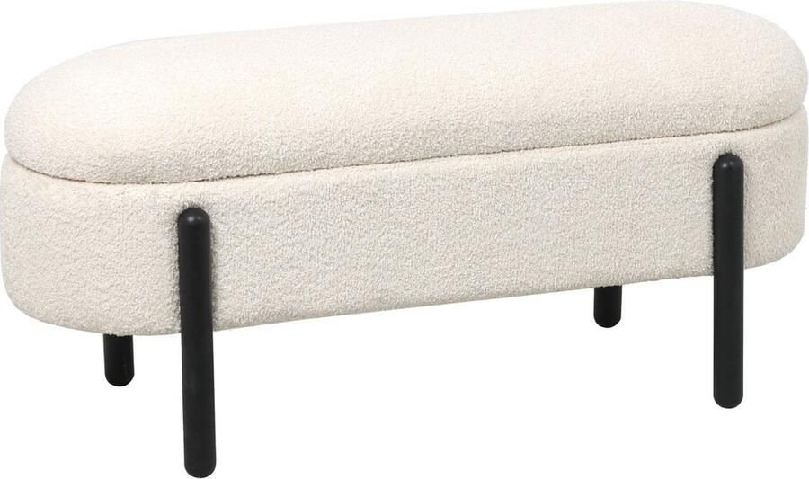 Giga Meubel Opbergbank Stof Beige Met Opbergruimte 108x41x48cm Vieve - Foto 2