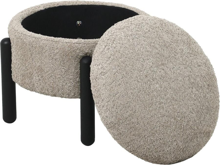 Giga Meubel Poef Stof Taupe Met Opbergruimte Zithoogte 36cm Charlise - Foto 3