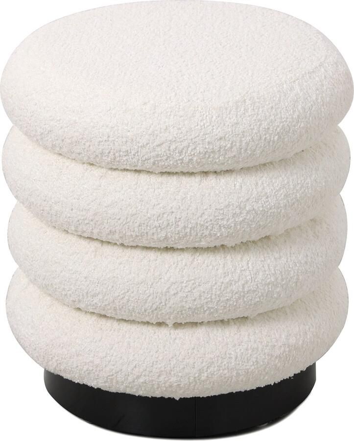 Giga Meubel Poef Matthijs Beige Bouclé 38x38x40cm - Foto 2