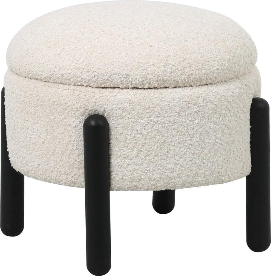 Giga Meubel Poef Stof Beige Met Opbergruimte Zithoogte 36cm Charlise - Foto 3