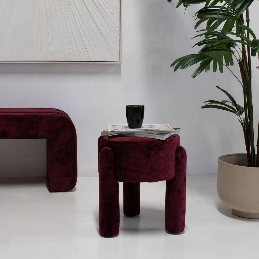 Giga Meubel Poef Yara Stof Burgundy 44x44x42cm