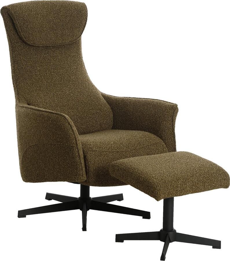 Giga Meubel Relaxfauteuil Katie Groen Stof Met Voetenbankje - Foto 2