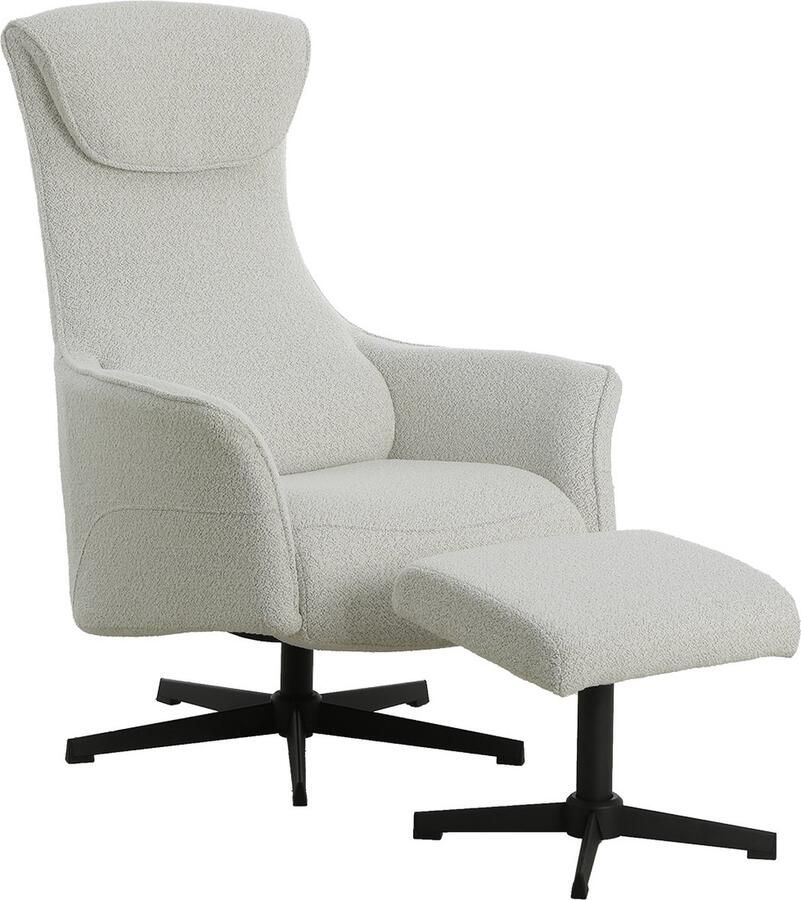Giga Meubel Relaxfauteuil Katie Off White Stof Met Voetenbankje