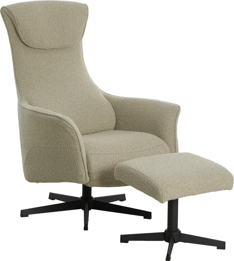 Giga Meubel Relaxfauteuil Katie Taupe Stof Met Voetenbankje