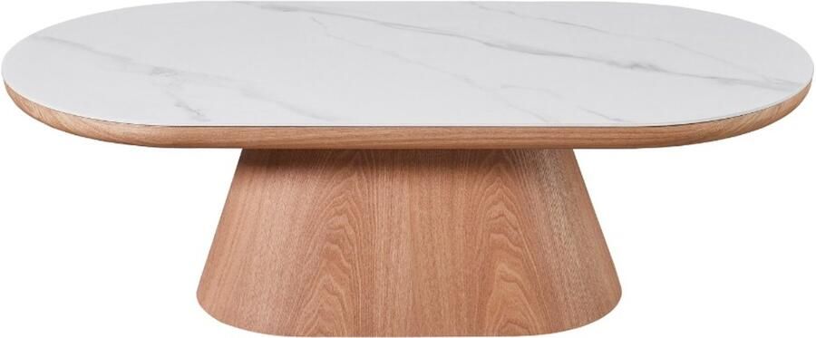 Giga Meubel Salontafel Alba Ovaal Naturel Hout Keramisch 120x60x38cm