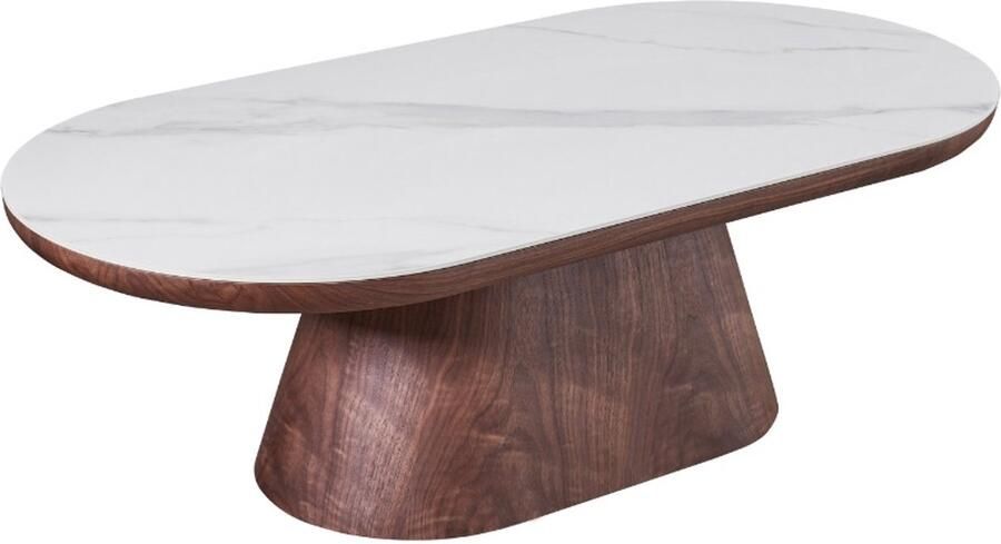 Giga Meubel Salontafel Alba Ovaal Walnoot Hout Keramisch 120x60x38cm