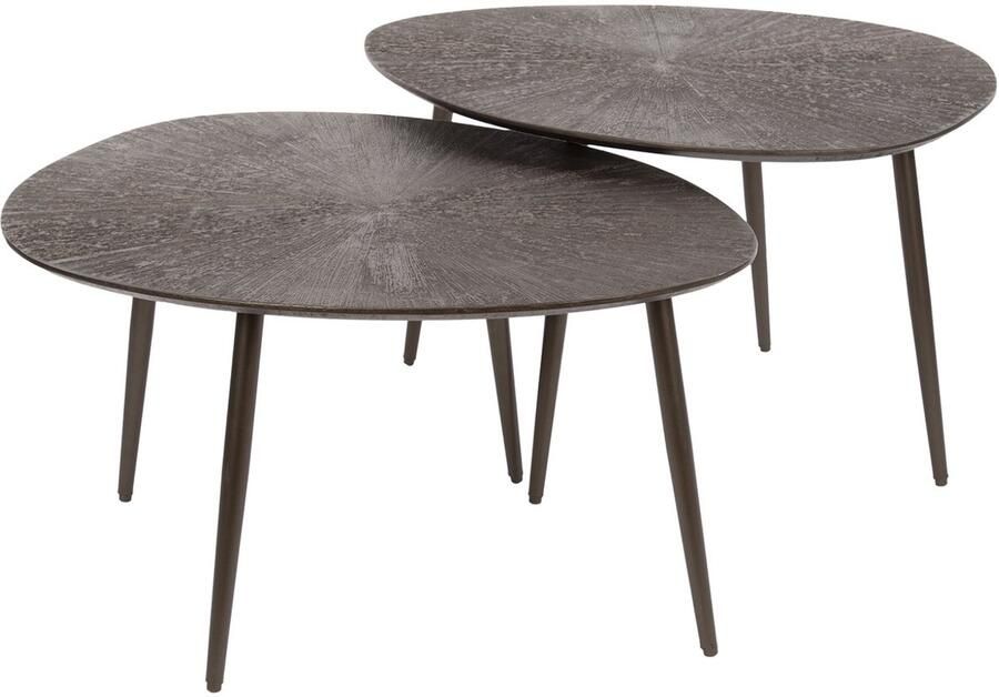 Giga Meubel Salontafel Brown Ray Metal Bruin Metaal Set van 2