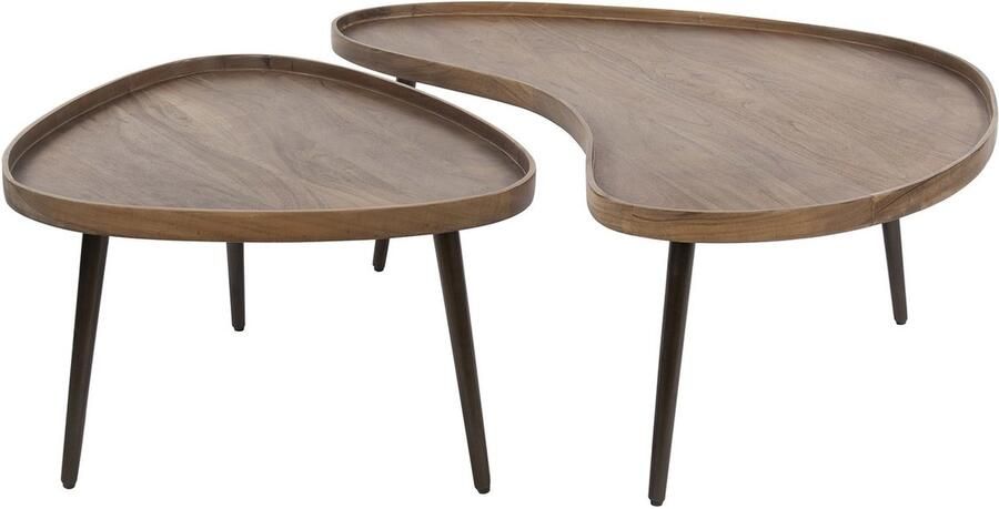 G***-M Giga Meubel Salontafel Carve Organisch Bruin Acaciahout Set van 2 - Foto 2
