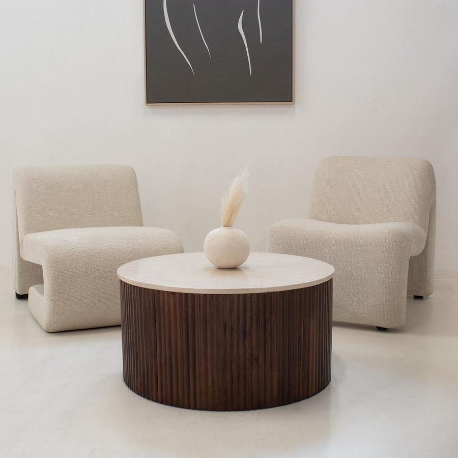 Giga Meubel Salontafel Marmer Donkerbruin 70x70x35cm Davi