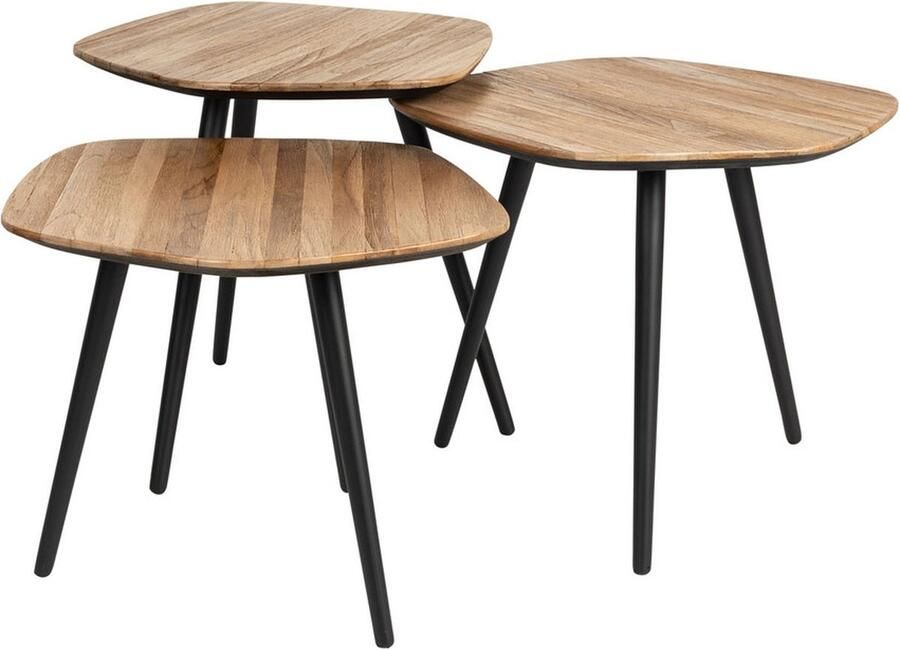 Giga Meubel Salontafel Donkerbruin Teak Set Van 3 46x42x40cm Cuties