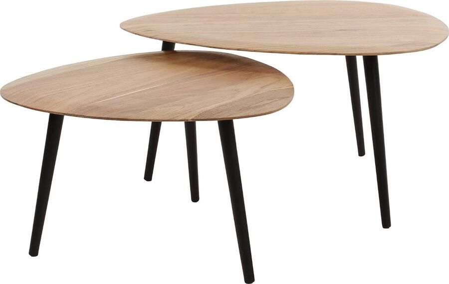 Giga Meubel Salontafel Driehoek Acaciahout Set van 2 80x80x40cm - Foto 2