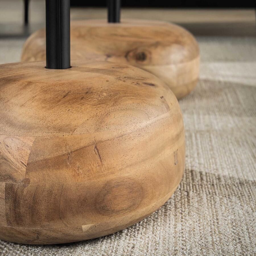 Giga Meubel Salontafel Driehoekig Set van 2 Acacia Naturel - Foto 2