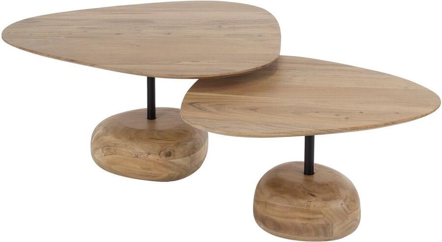 Giga Meubel Salontafel Driehoekig Set van 2 Acacia Naturel