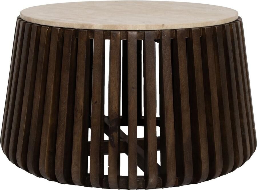 Giga Meubel Salontafel Rond Travertin Bruin Ø70cm Salontafel Elisa - Foto 2