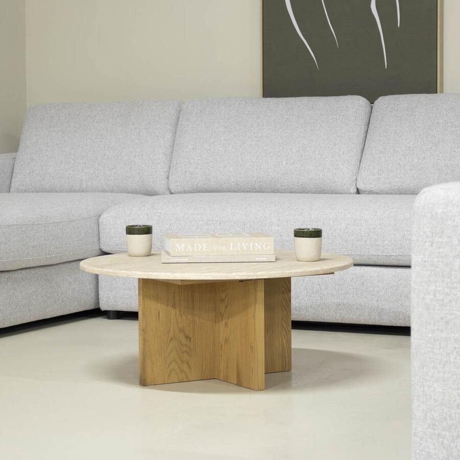 Giga Meubel Salontafel Faria Lichtbruin Marmer Ø80x35cm