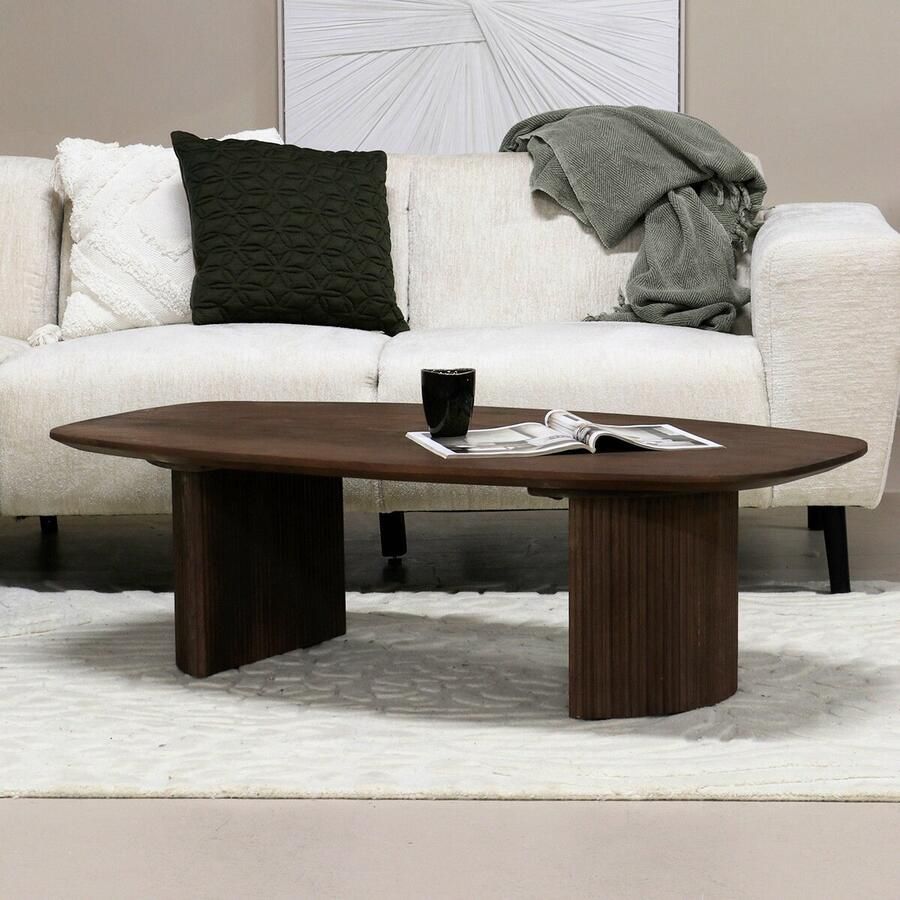 Giga Meubel Salontafel Donkerbruin Mangohout 130x70x38cm Feline