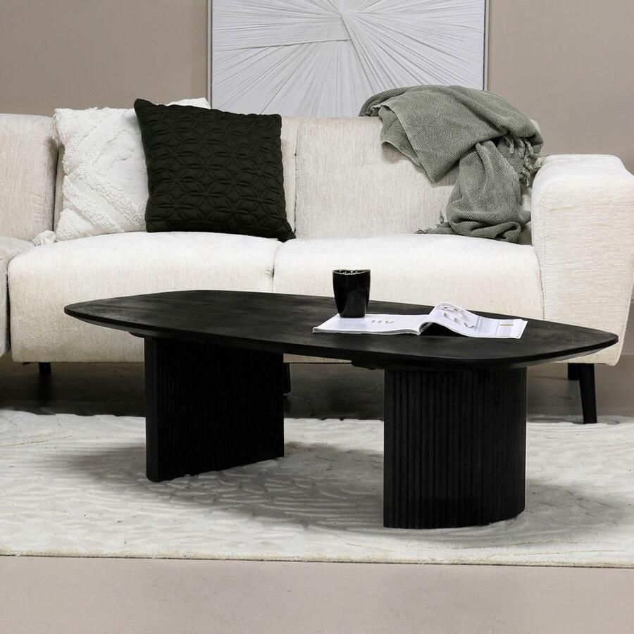 Giga Meubel Salontafel Feline Mangohout Zwart 130x70x38cm