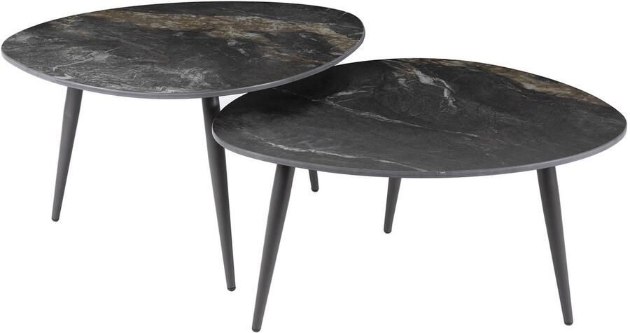 Giga Meubel Salontafel Zwart Keramiek 70x58x40cm Set Van 2