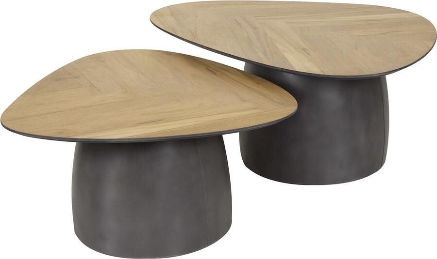 Giga Meubel Salontafel Infinite Naturel Hout Set van 2 90x75x40cm