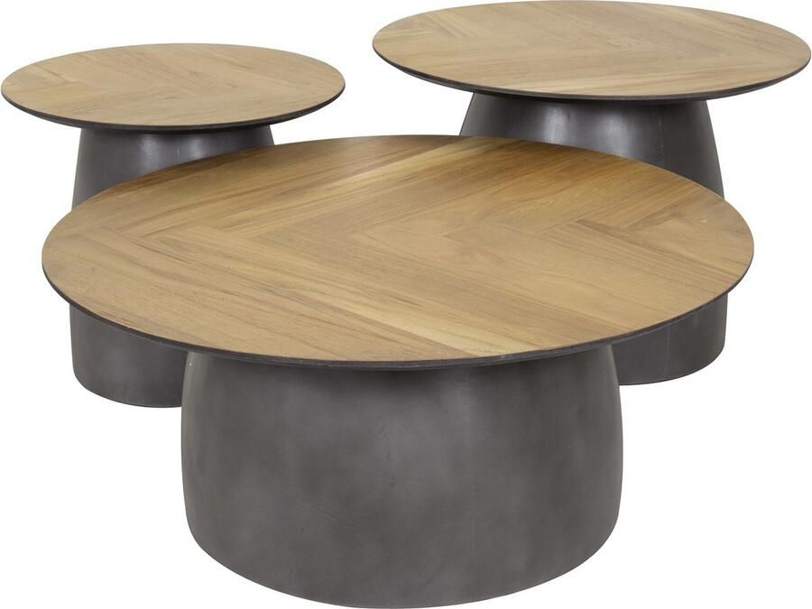 Giga Meubel Salontafel Infinite Teak Set Van 3 80x80x35cm