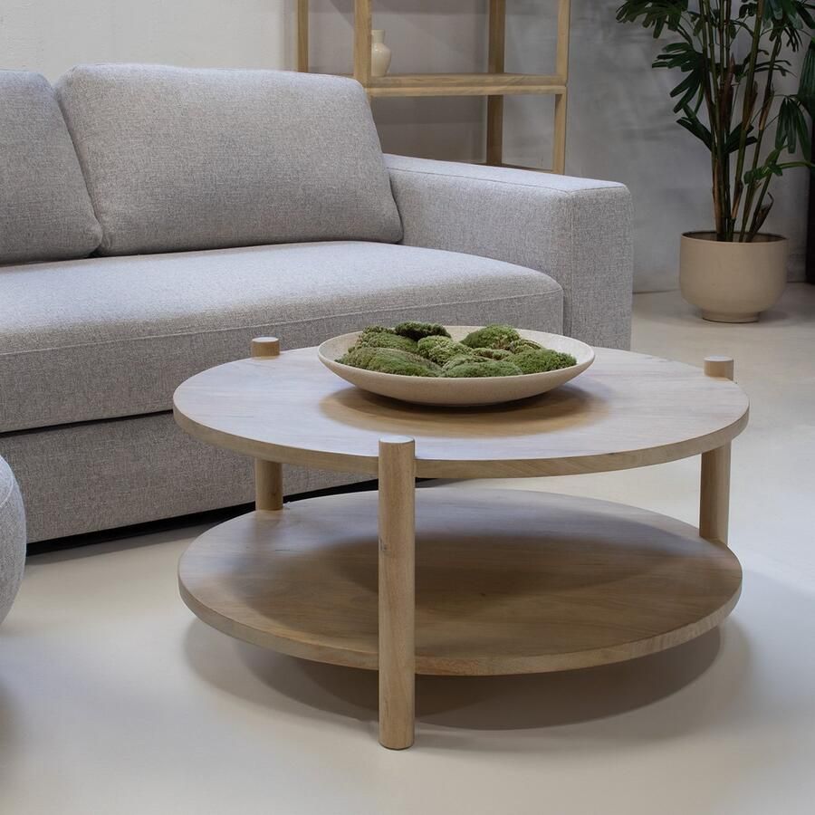 Giga Meubel Salontafel Jesse Rond Mangohout Naturel 90x90x40cm