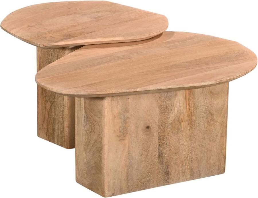 Giga Meubel Salontafel Jinte Organisch Mangohout Naturel Set van 2