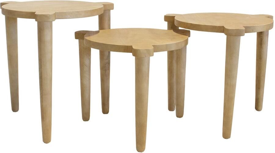 Giga Meubel Salontafel Naturel Mangohout Set Van 3 Jiska - Foto 2