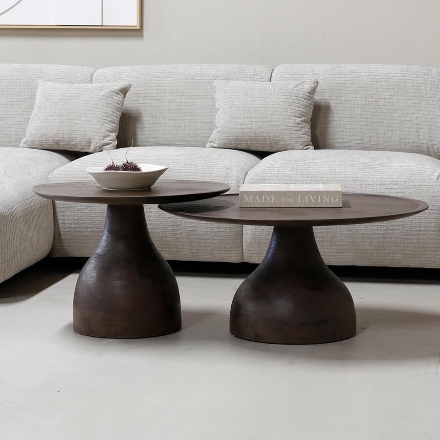 Giga Meubel Salontafel Joji Ø60cm Donkerbruin Mangohout