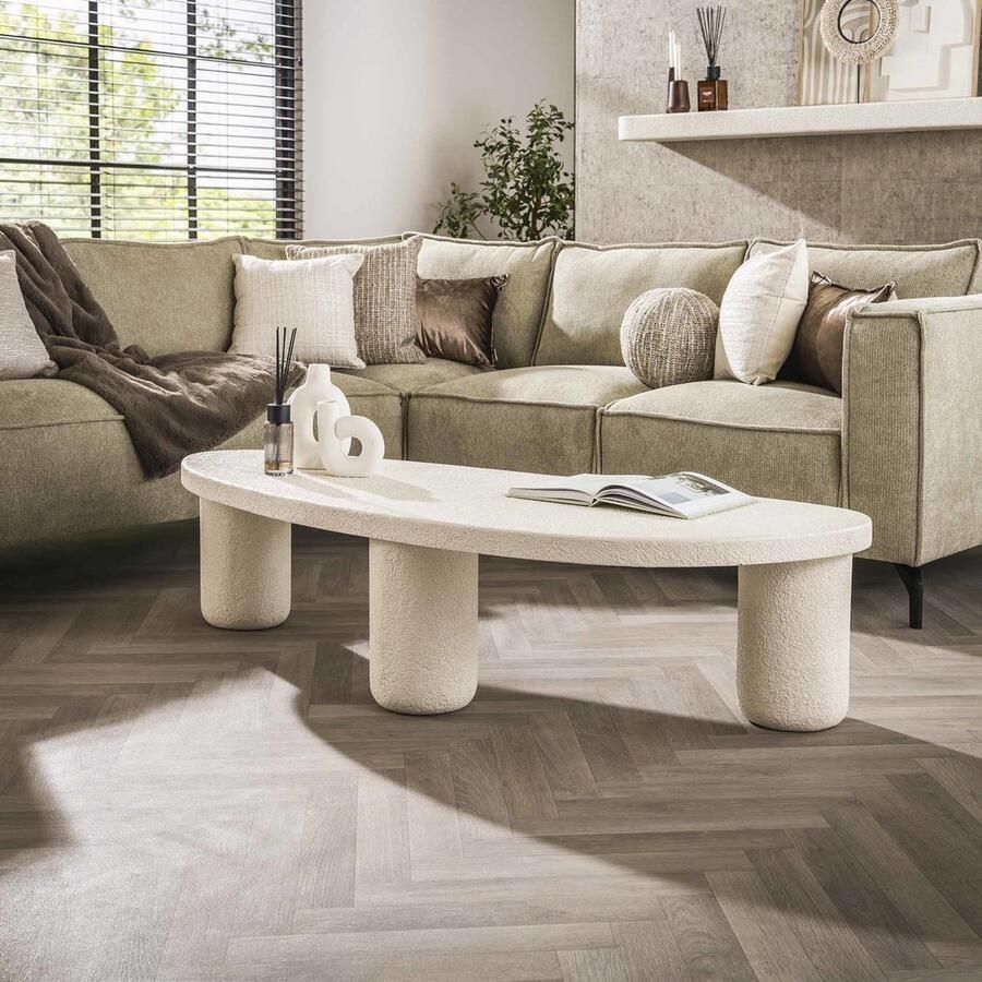 Giga Meubel Salontafel Kiezel Wit Marmer Composiet 160x65x40cm