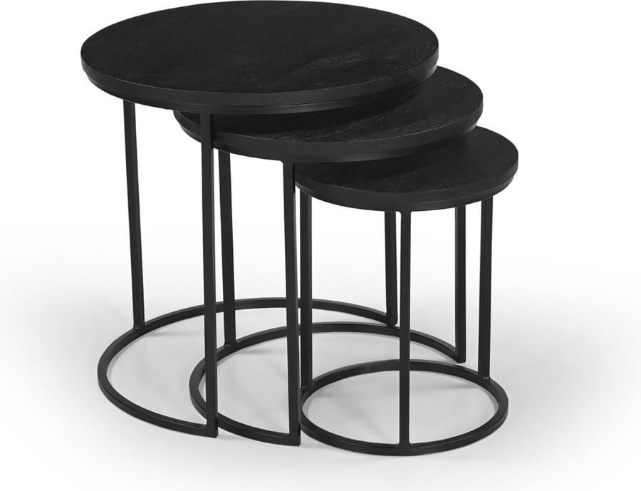 Giga Meubel Salontafel Organisch Zwart Mangohout Set Van 3 Kila - Foto 2