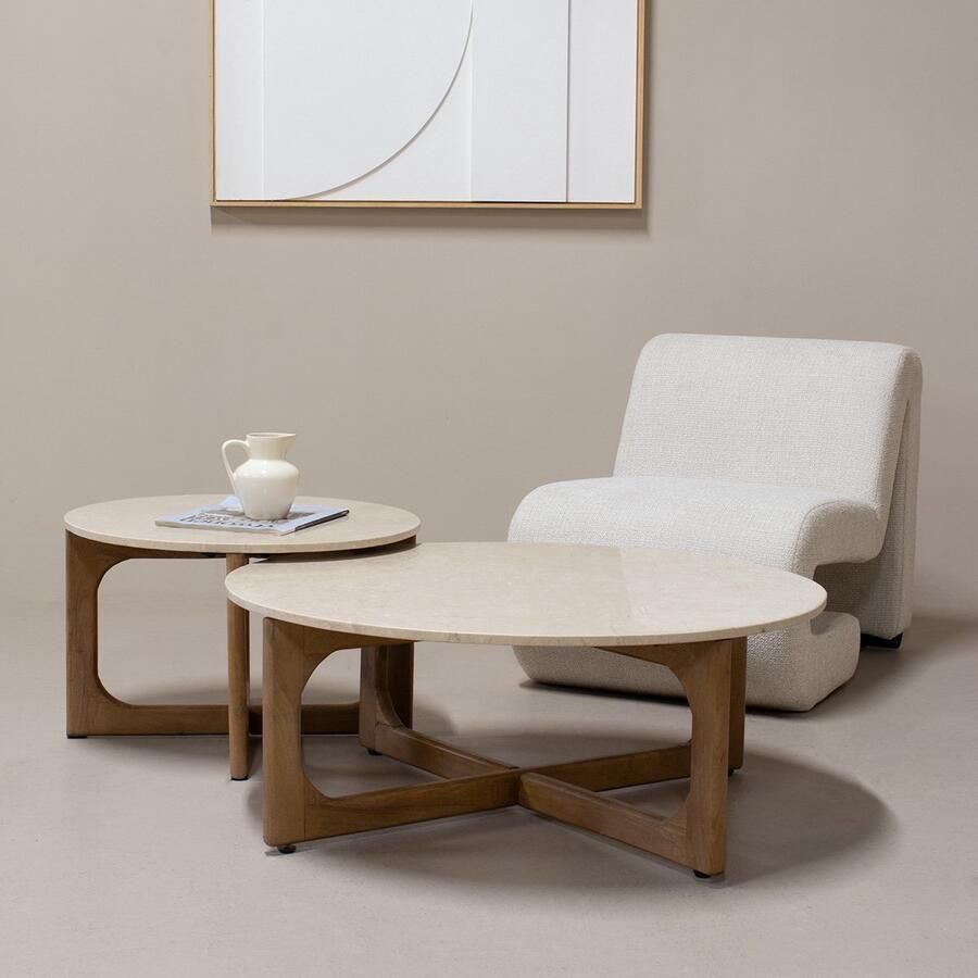 Giga Meubel Salontafel Marmer Naturel Set Van 2 90cm Lino