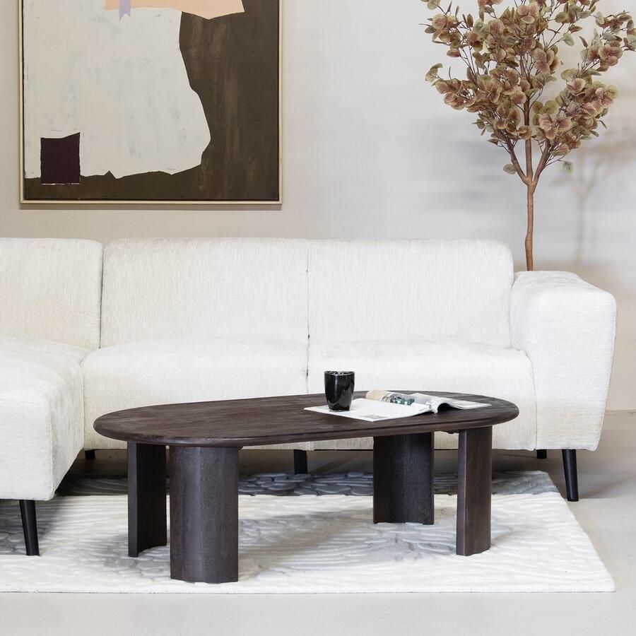 Giga Meubel Salontafel Organisch Donkerbruin Mangohout 120cm Salontafel Maikel