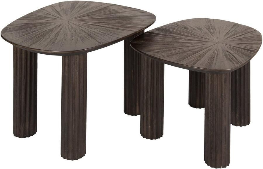 Giga Meubel Salontafel Maya Donkerbruin Hout Set van 2 76x61x38cm
